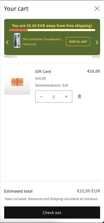 Cart Drawer With Custom Progress Bar