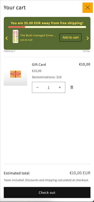 Cart Drawer with cutom code and close button